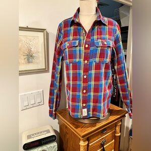 Abercrombie & Fitch M Red and Blue Plaid Button Down Flannel Shirt